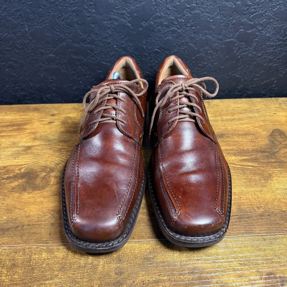 ECCO Helsinki Brown Leather Bicycle Toe Oxford Mens 9-9.5 EU 43 Dress Shoes